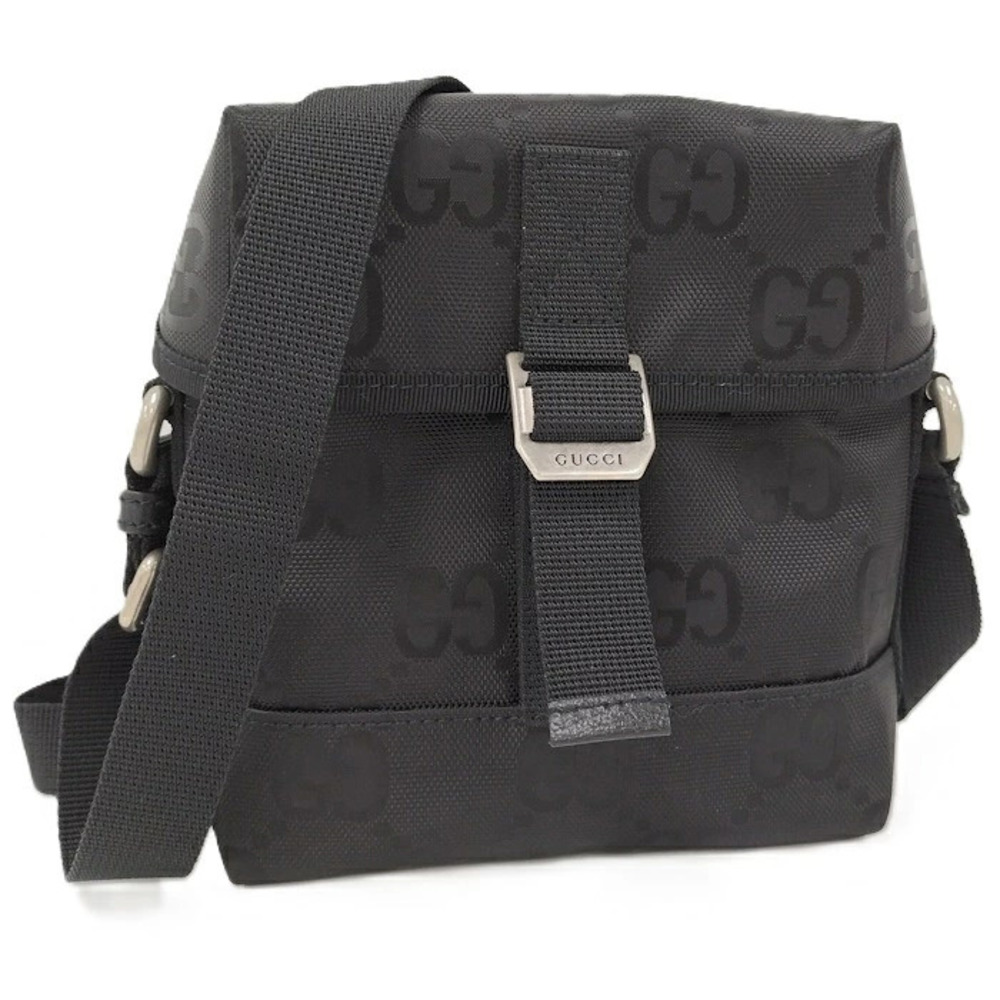 Gucci Shoulder Bag the Grid Canvas Leather Black